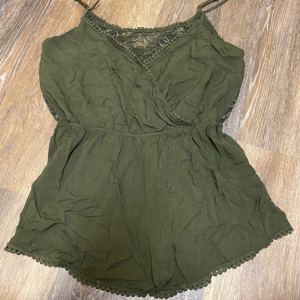 Green lace romper